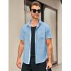 image:imageRuncati Mens Linen Button Down Shirts Casual Short Sleeve Shirt Summer Beach Wedding Tops with PocketSky Blue