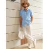 image:imageRuncati Mens Linen Button Down Shirts Casual Short Sleeve Shirt Summer Beach Wedding Tops with PocketSky Blue