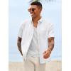 image:imageRuncati Mens Linen Button Down Shirts Casual Short Sleeve Shirt Summer Beach Wedding Tops with PocketWhite