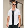 image:imageRuncati Mens Linen Button Down Shirts Casual Short Sleeve Shirt Summer Beach Wedding Tops with PocketWhite