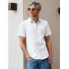 image:imageRuncati Mens Linen Button Down Shirts Casual Short Sleeve Shirt Summer Beach Wedding Tops with PocketWhite