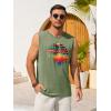 image:imageRuncati Mens Casual Tank Tops Graphic Printed Workout Muscle Sleeveless Shirt Crewneck Summer Beach Hawaiian Vintage T ShirtsArmy Green
