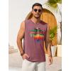 image:imageRuncati Mens Casual Tank Tops Graphic Printed Workout Muscle Sleeveless Shirt Crewneck Summer Beach Hawaiian Vintage T ShirtsBurgundy