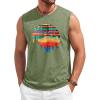 image:imageRuncati Mens Casual Tank Tops Graphic Printed Workout Muscle Sleeveless Shirt Crewneck Summer Beach Hawaiian Vintage T ShirtsArmy Green