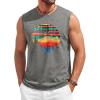 image:imageRuncati Mens Casual Tank Tops Graphic Printed Workout Muscle Sleeveless Shirt Crewneck Summer Beach Hawaiian Vintage T ShirtsGrey