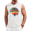 image:imageRuncati Mens Casual Tank Tops Graphic Printed Workout Muscle Sleeveless Shirt Crewneck Summer Beach Hawaiian Vintage T ShirtsWhite