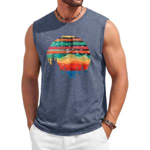 image:imageRuncati Mens Casual Tank Tops Graphic Printed Workout Muscle Sleeveless Shirt Crewneck Summer Beach Hawaiian Vintage T ShirtsNavy