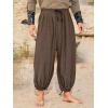 image:imageRuncati Mens Medieval Renaissance Pants Viking Navigator Baggy Harem Pants Pirate Halloween Retro Costume TrousersBrown