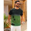 image:imageRuncati Mens Short Sleeve TShirts Casual Graphic Gradient Printed Tee Crewneck Summer Beach Hawaiian Vintage ShirtsArmy Green