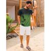 image:imageRuncati Mens Short Sleeve TShirts Casual Graphic Gradient Printed Tee Crewneck Summer Beach Hawaiian Vintage ShirtsArmy Green