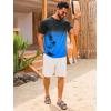 image:imageRuncati Mens Short Sleeve TShirts Casual Graphic Gradient Printed Tee Crewneck Summer Beach Hawaiian Vintage ShirtsBlue