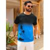 image:imageRuncati Mens Short Sleeve TShirts Casual Graphic Gradient Printed Tee Crewneck Summer Beach Hawaiian Vintage ShirtsBlue