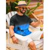 image:imageRuncati Mens Short Sleeve TShirts Casual Graphic Gradient Printed Tee Crewneck Summer Beach Hawaiian Vintage ShirtsBlue
