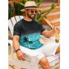 image:imageRuncati Mens Short Sleeve TShirts Casual Graphic Gradient Printed Tee Crewneck Summer Beach Hawaiian Vintage ShirtsLake Green