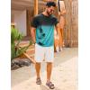 image:imageRuncati Mens Short Sleeve TShirts Casual Graphic Gradient Printed Tee Crewneck Summer Beach Hawaiian Vintage ShirtsLake Green