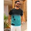 image:imageRuncati Mens Short Sleeve TShirts Casual Graphic Gradient Printed Tee Crewneck Summer Beach Hawaiian Vintage ShirtsLake Green