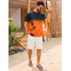 image:imageRuncati Mens Short Sleeve TShirts Casual Graphic Gradient Printed Tee Crewneck Summer Beach Hawaiian Vintage ShirtsOrange