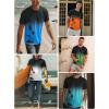 image:imageRuncati Mens Short Sleeve TShirts Casual Graphic Gradient Printed Tee Crewneck Summer Beach Hawaiian Vintage ShirtsOrange