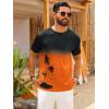 image:imageRuncati Mens Short Sleeve TShirts Casual Graphic Gradient Printed Tee Crewneck Summer Beach Hawaiian Vintage ShirtsOrange