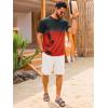 image:imageRuncati Mens Short Sleeve TShirts Casual Graphic Gradient Printed Tee Crewneck Summer Beach Hawaiian Vintage ShirtsRed
