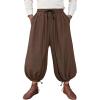 image:imageRuncati Mens Medieval Renaissance Pants Viking Navigator Baggy Harem Pants Pirate Halloween Retro Costume TrousersBrown