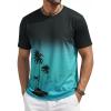 image:imageRuncati Mens Short Sleeve TShirts Casual Graphic Gradient Printed Tee Crewneck Summer Beach Hawaiian Vintage ShirtsLake Green