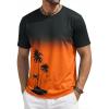 image:imageRuncati Mens Short Sleeve TShirts Casual Graphic Gradient Printed Tee Crewneck Summer Beach Hawaiian Vintage ShirtsOrange