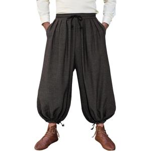 image:imageRuncati Mens Medieval Renaissance Pants Viking Navigator Baggy Harem Pants Pirate Halloween Retro Costume TrousersBlack