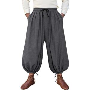 image:imageRuncati Mens Medieval Renaissance Pants Viking Navigator Baggy Harem Pants Pirate Halloween Retro Costume TrousersDark Grey
