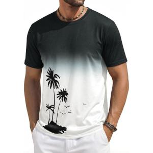 image:imageRuncati Mens Short Sleeve TShirts Casual Graphic Gradient Printed Tee Crewneck Summer Beach Hawaiian Vintage ShirtsWhite