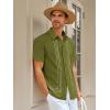 image:imageRuncati Mens Cuban Guayabera Shirt Short Sleeve Button Down Shirts Casual Linen Summer Beach Vacation TopsArmy Green