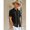 image:imageRuncati Mens Cuban Guayabera Shirt Short Sleeve Button Down Shirts Casual Linen Summer Beach Vacation TopsBlack