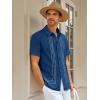 image:imageRuncati Mens Cuban Guayabera Shirt Short Sleeve Button Down Shirts Casual Linen Summer Beach Vacation TopsDark Blue