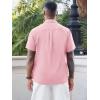 image:imageRuncati Mens Cuban Guayabera Shirt Short Sleeve Button Down Shirts Casual Linen Summer Beach Vacation TopsPink
