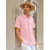 image:imageRuncati Mens Cuban Guayabera Shirt Short Sleeve Button Down Shirts Casual Linen Summer Beach Vacation TopsPink