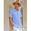 image:imageRuncati Mens Cuban Guayabera Shirt Short Sleeve Button Down Shirts Casual Linen Summer Beach Vacation TopsSky Blue