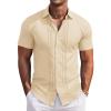 image:imageRuncati Mens Cuban Guayabera Shirt Short Sleeve Button Down Shirts Casual Linen Summer Beach Vacation TopsApricot