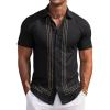 image:imageRuncati Mens Cuban Guayabera Shirt Short Sleeve Button Down Shirts Casual Linen Summer Beach Vacation TopsBlack