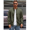 image:imageRuncati Mens Bomber Jacket Casual Lightweight Varsity Jackets Waffle Full Zip CoatArmy Green