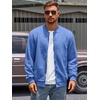 image:imageRuncati Mens Bomber Jacket Casual Lightweight Varsity Jackets Waffle Full Zip CoatBlue