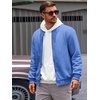 image:imageRuncati Mens Bomber Jacket Casual Lightweight Varsity Jackets Waffle Full Zip CoatBlue