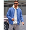image:imageRuncati Mens Bomber Jacket Casual Lightweight Varsity Jackets Waffle Full Zip CoatBlue