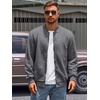 image:imageRuncati Mens Bomber Jacket Casual Lightweight Varsity Jackets Waffle Full Zip CoatDark Gray