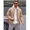 image:imageRuncati Mens Bomber Jacket Casual Lightweight Varsity Jackets Waffle Full Zip CoatKhaki