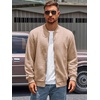 image:imageRuncati Mens Bomber Jacket Casual Lightweight Varsity Jackets Waffle Full Zip CoatKhaki