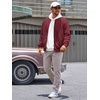 image:imageRuncati Mens Bomber Jacket Casual Lightweight Varsity Jackets Waffle Full Zip CoatWine Red