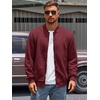 image:imageRuncati Mens Bomber Jacket Casual Lightweight Varsity Jackets Waffle Full Zip CoatWine Red