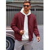 image:imageRuncati Mens Bomber Jacket Casual Lightweight Varsity Jackets Waffle Full Zip CoatWine Red