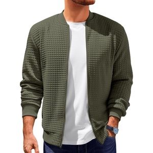 image:imageRuncati Mens Bomber Jacket Casual Lightweight Varsity Jackets Waffle Full Zip CoatArmy Green