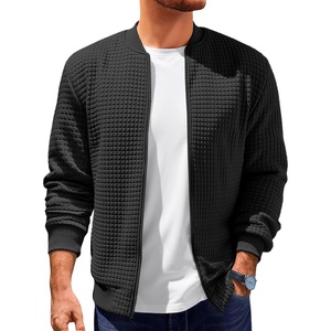 image:imageRuncati Mens Bomber Jacket Casual Lightweight Varsity Jackets Waffle Full Zip CoatBlack